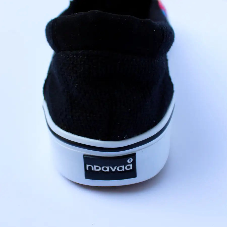 San Antonino Black with Multicolor Floral Embroidery Sneakers