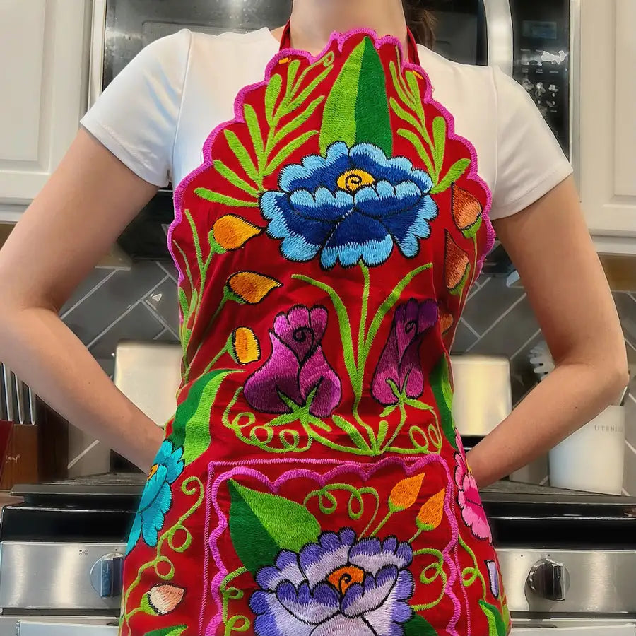 Embroidered Floral Apron Embroidered Floral Apron