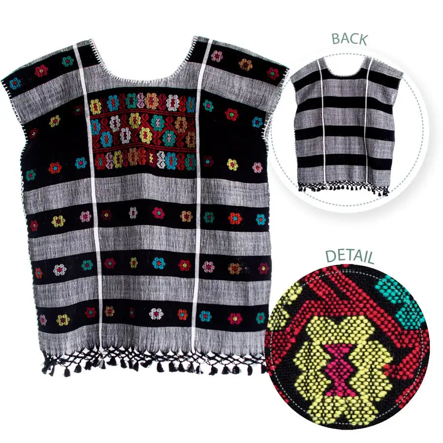 Trenzado Huipil de Telar Blouse - 8