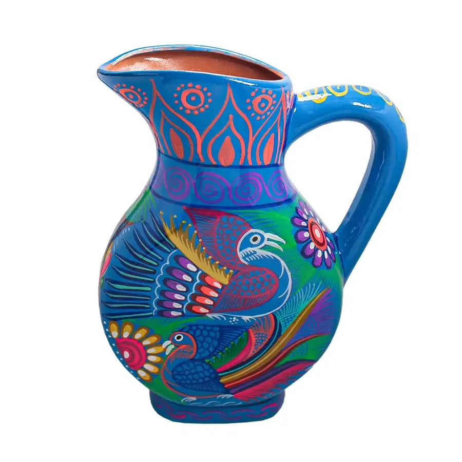 Hand-Painted Xalitla Clay Pitcher