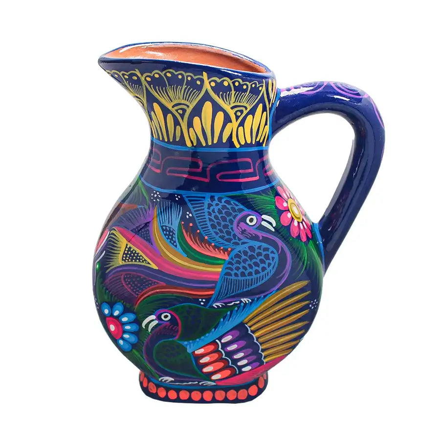 Hand-Painted Xalitla Clay Pitcher