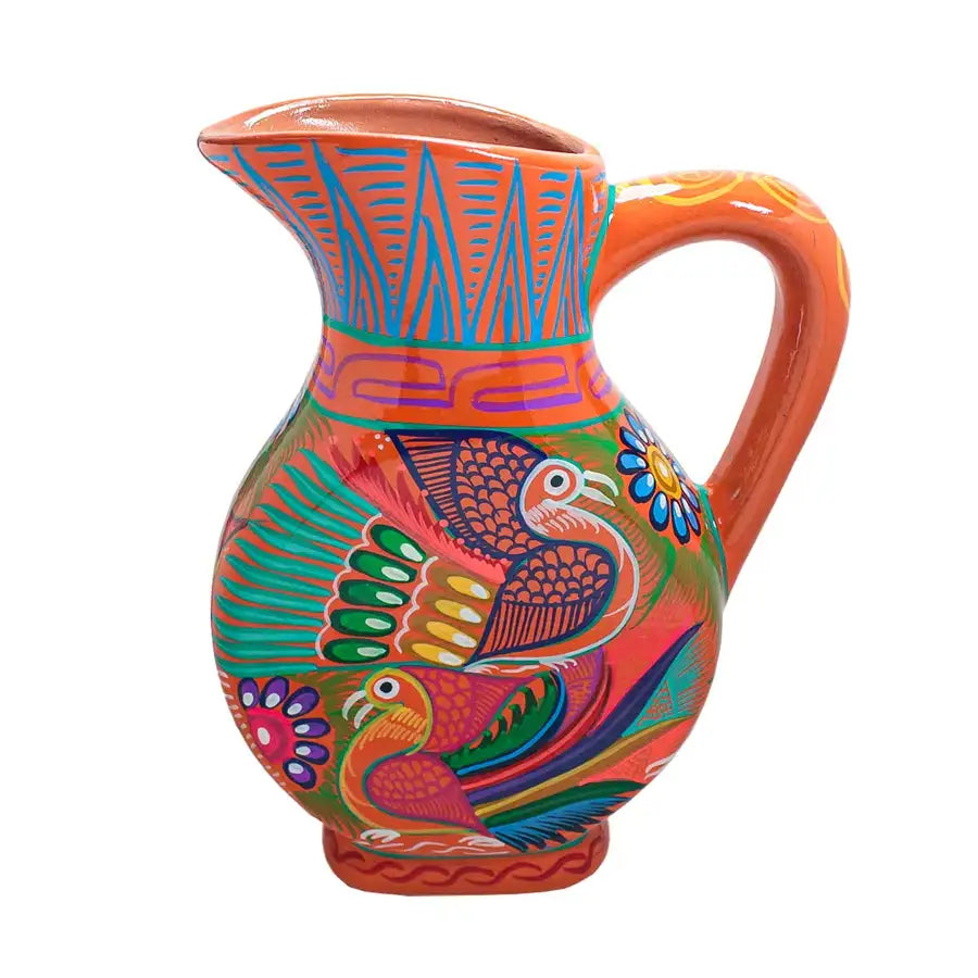 Hand-Painted Xalitla Clay Pitcher