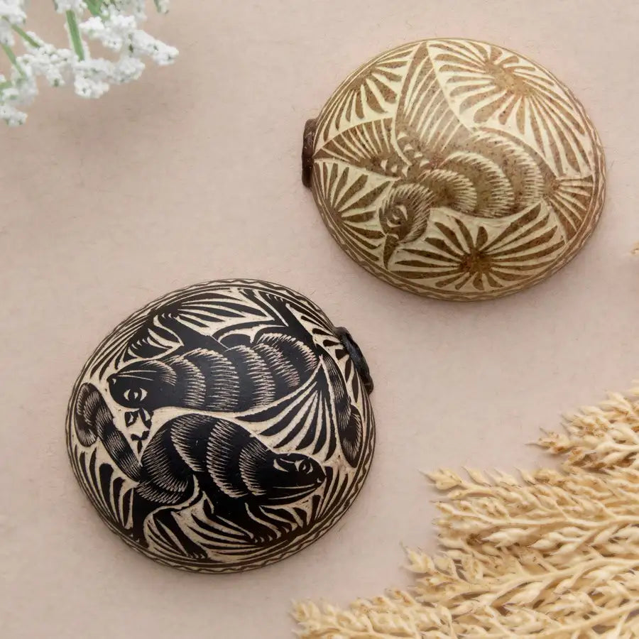 Hand-Carved Mezcal Gourd, or Jícara - 1