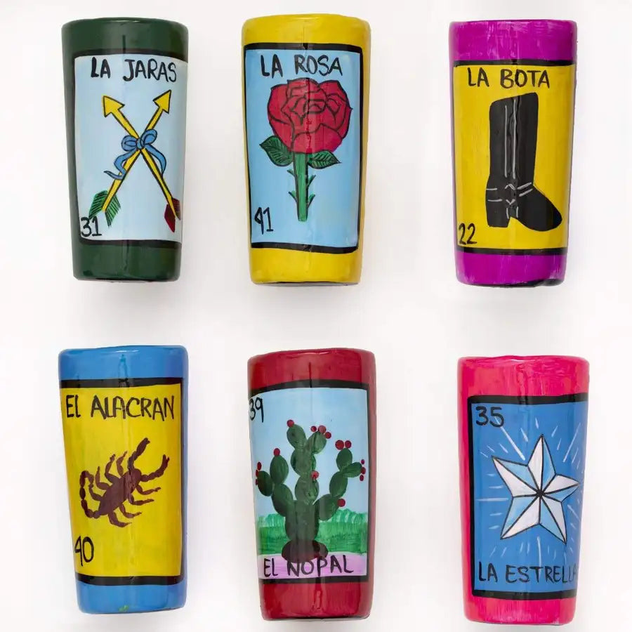 Lotería Hand-painted Clay Shot Glass