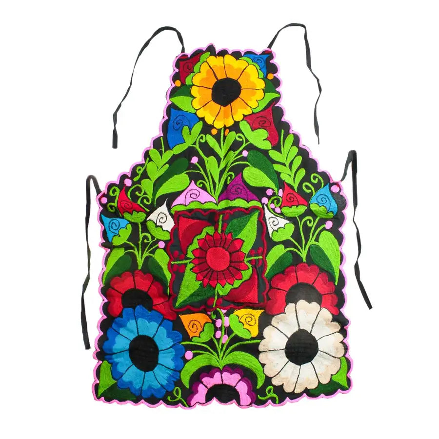 Embroidered Floral Apron
