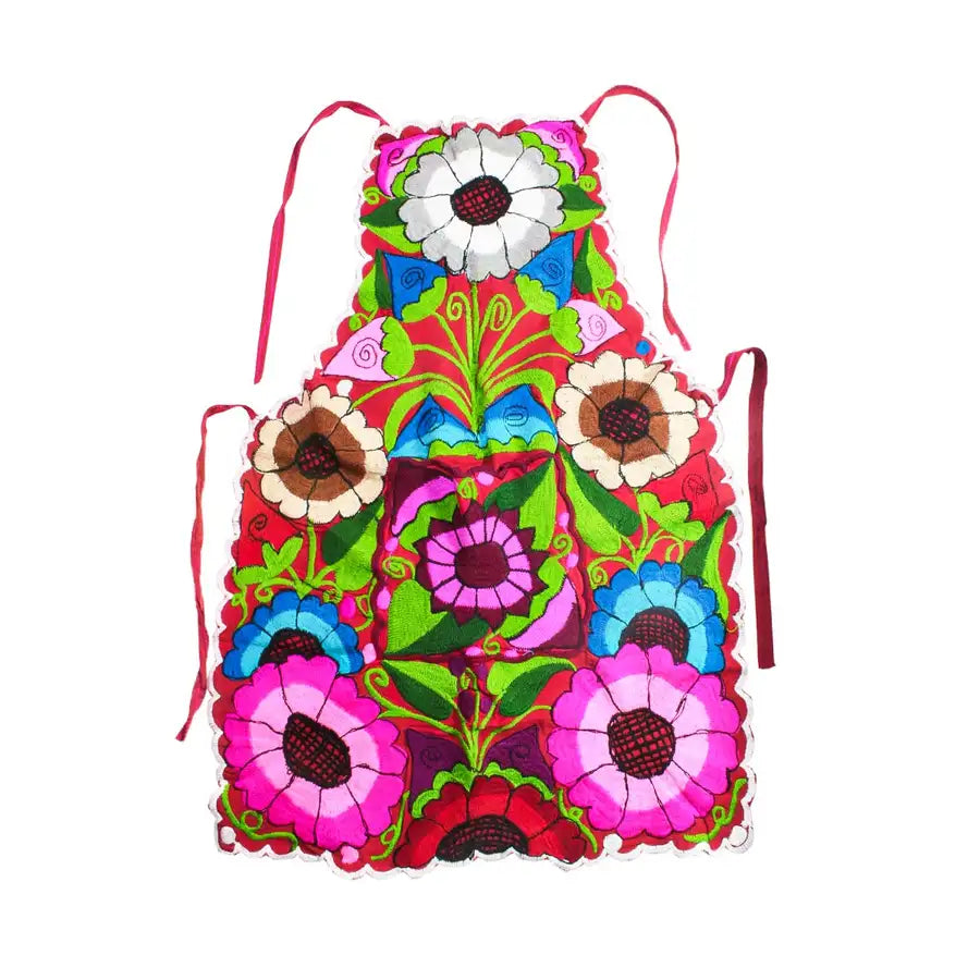 Embroidered Floral Apron