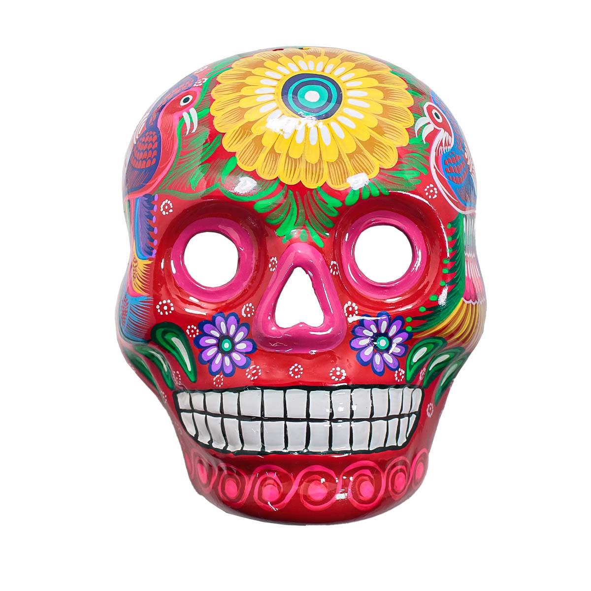 Hand-Painted Xalitla Clay Sugar Skull Wall Art Mask