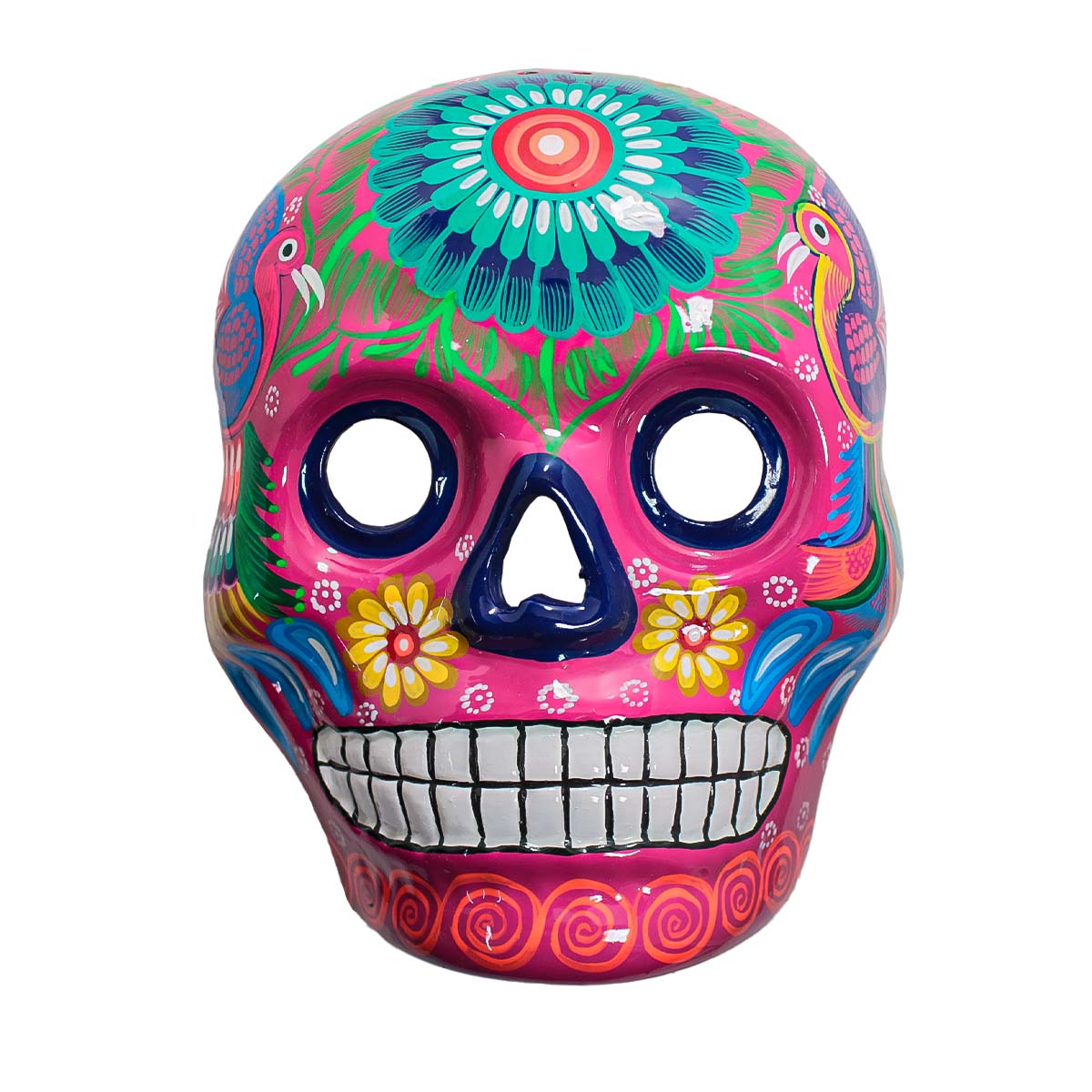 Hand-Painted Xalitla Clay Sugar Skull Wall Art Mask