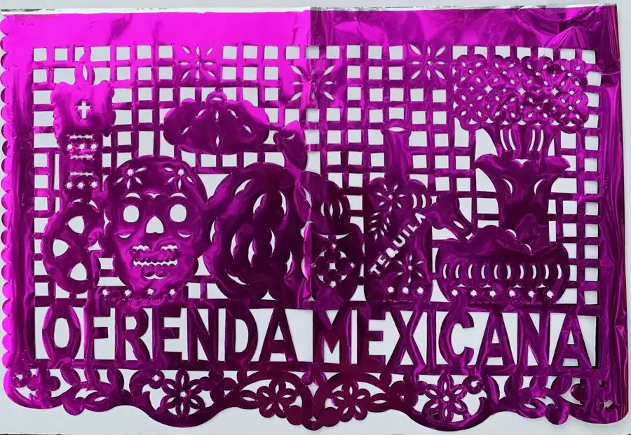 Metallic/Mylar Papel Picado Paper Cutout- Large Frontal Ofrenda - 4