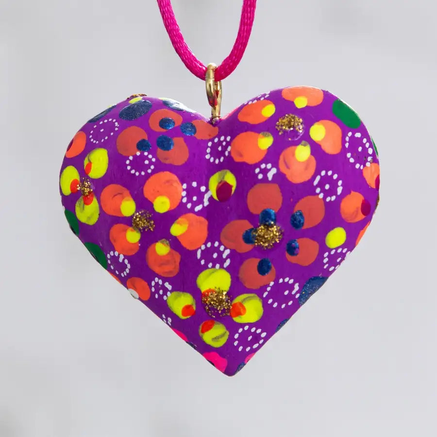 Mexican Heart Hand Painted Necklace - 28