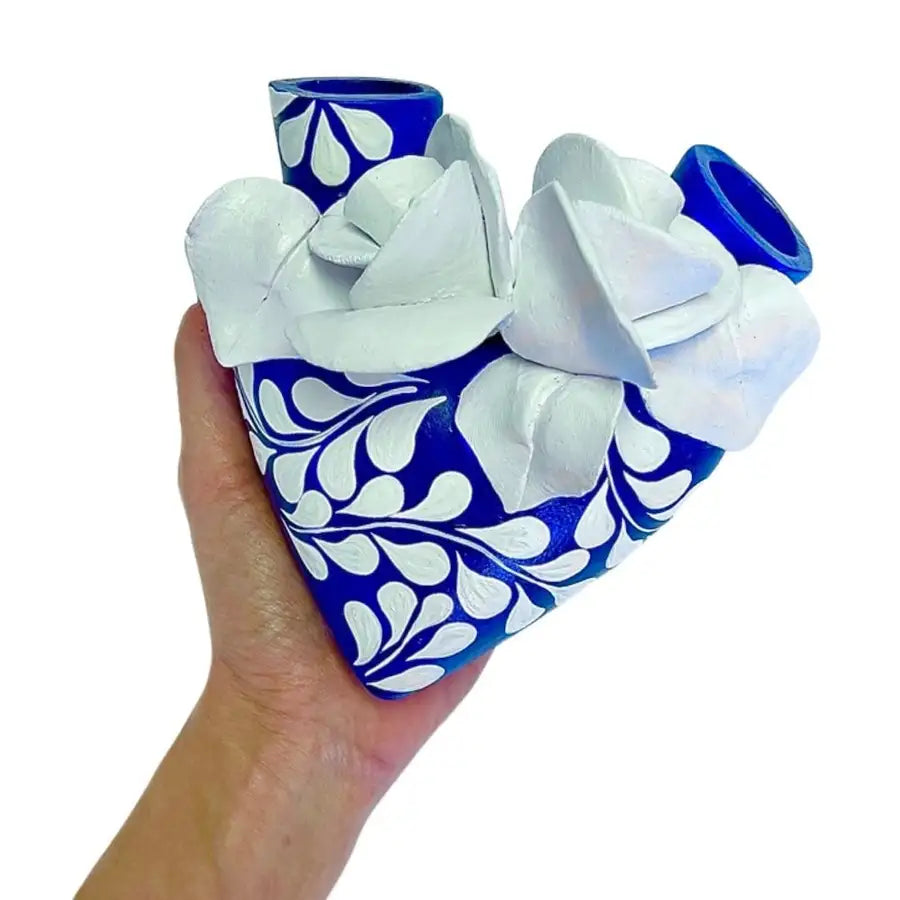 La Flor- Mexican Hand-Painted Ceramic Hearts - 3
