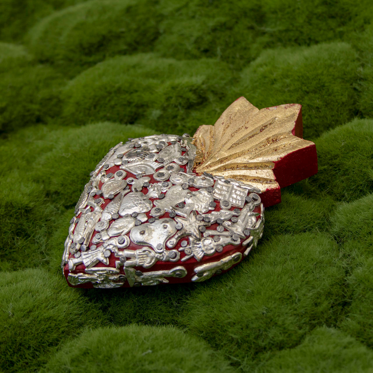 Small Wooden Milagro Heart with Milagritos