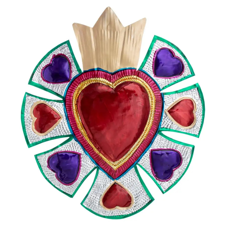 XL Mexican Milagro Tin Heart - 7