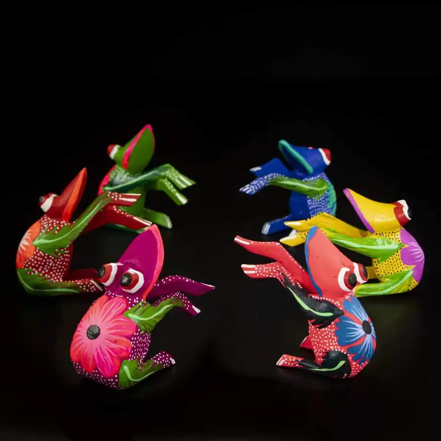 Hand Painted Frog Wooden Figurine Alebrije