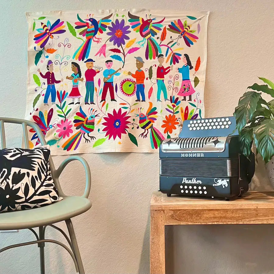 El Baile Otomí Hand-Embroidered Tapestry