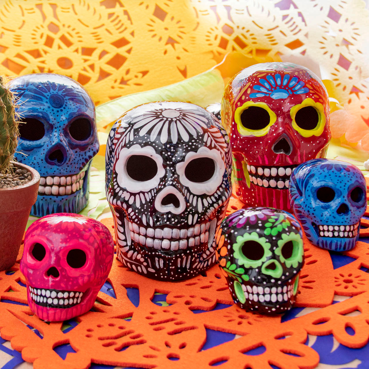 Hand Painted Clay Sugar Skull, Calaveras