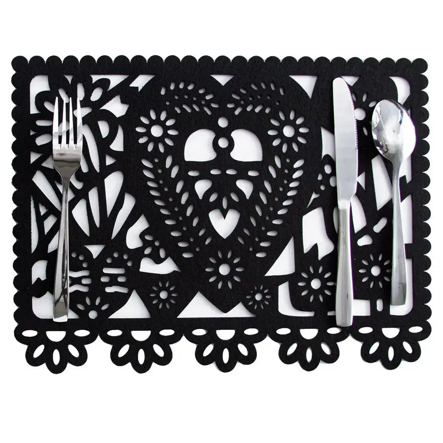 Felt "Papel Picado" Black Placemats - 8