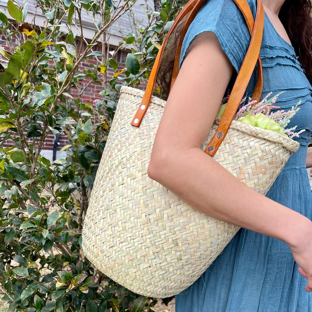 Puerto Escondido Woven Palm Large Beach Bag Tote