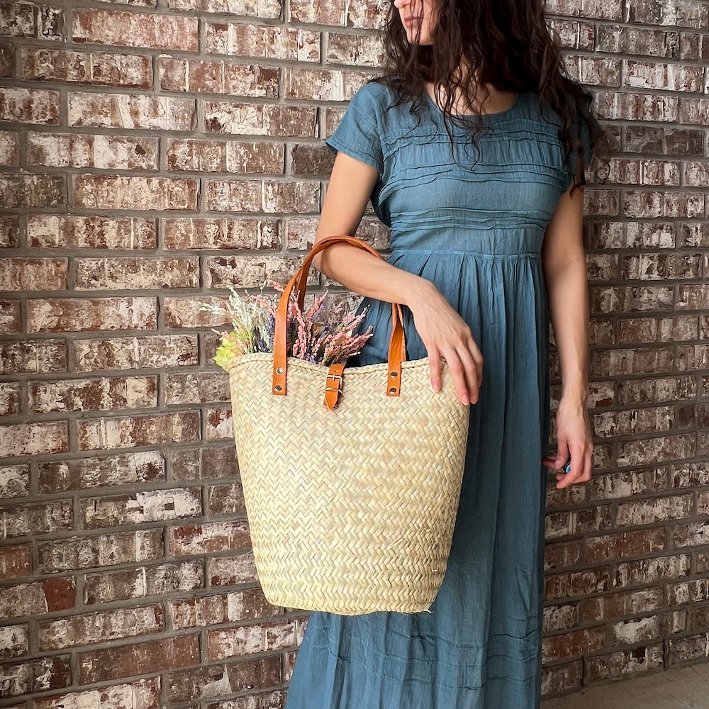 Puerto Escondido Woven Palm Large Beach Bag Tote
