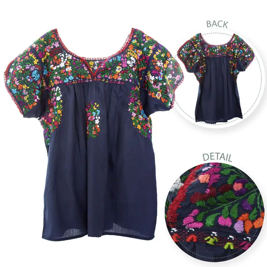 Sophia Hand-Embroidered Short Sleeve Blouse - 5