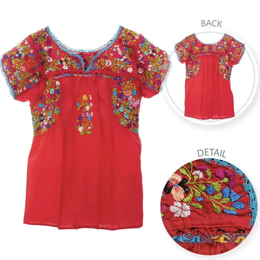 Sophia Hand-Embroidered Short Sleeve Blouse - 8