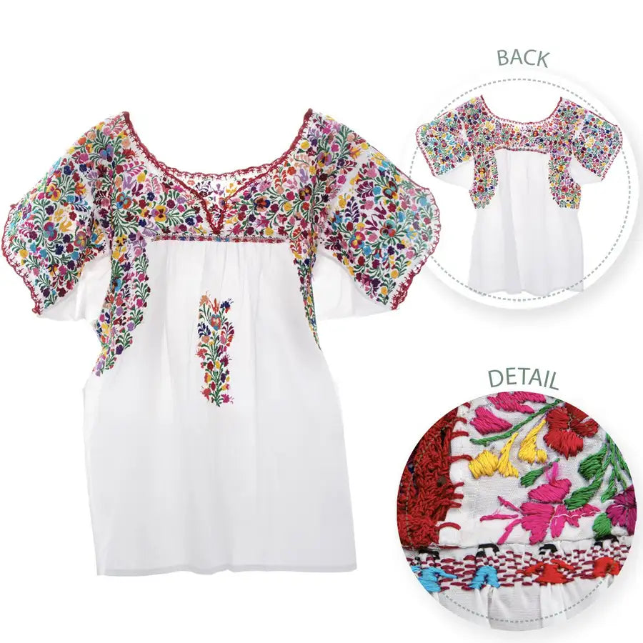 Sophia Hand-Embroidered Short Sleeve Blouse -10