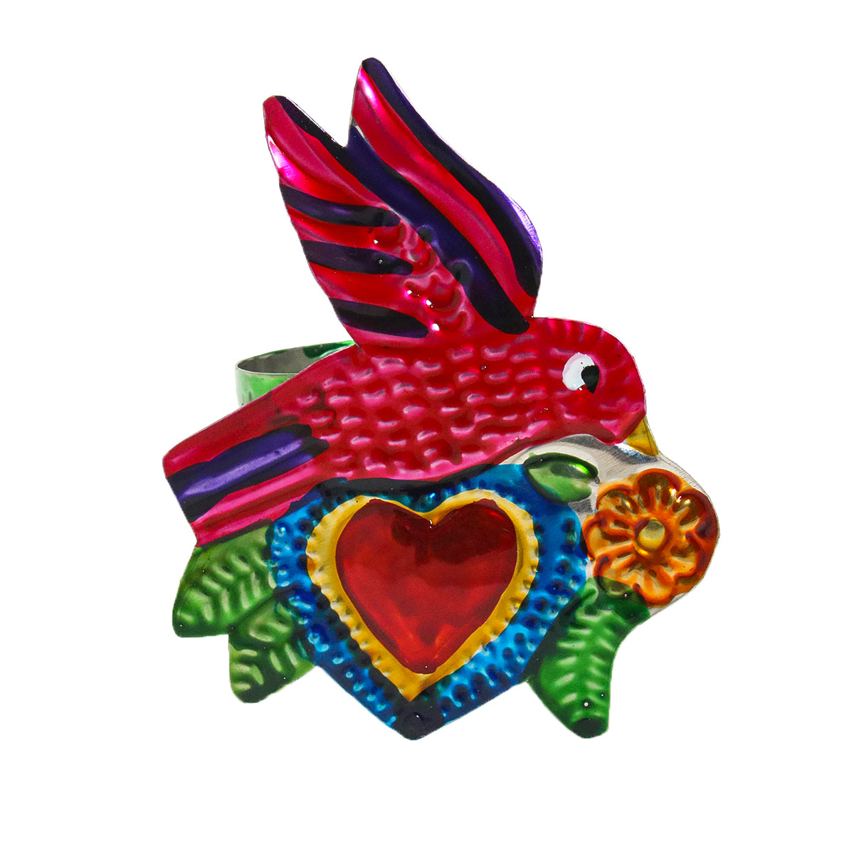 Color Heart Tin Art Milagro Napkin Ring