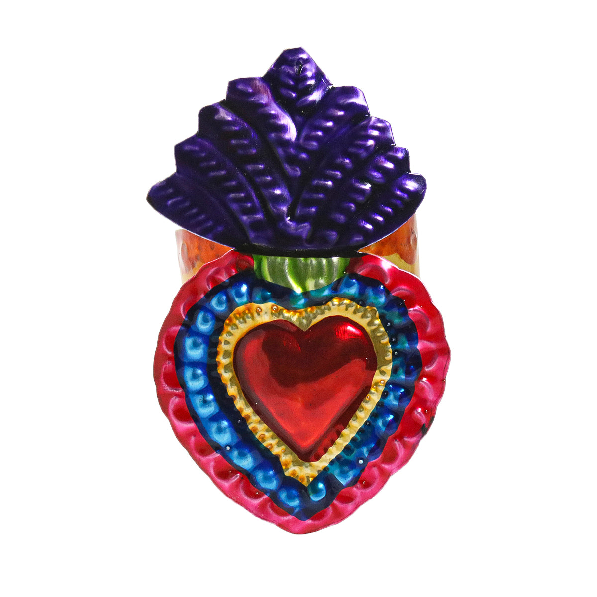 Color Heart Tin Art Milagro Napkin Ring