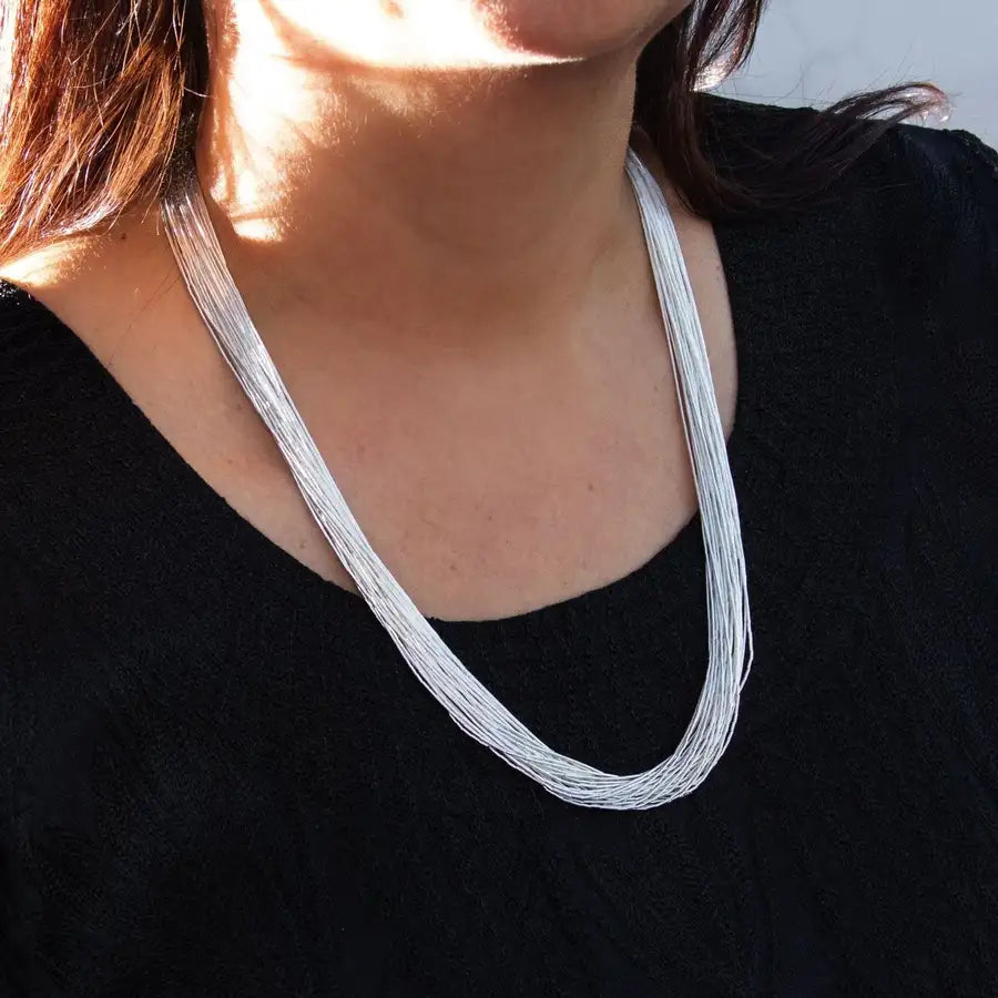 Perla Sterling Silver Liquid Silver Necklace - 30 strands