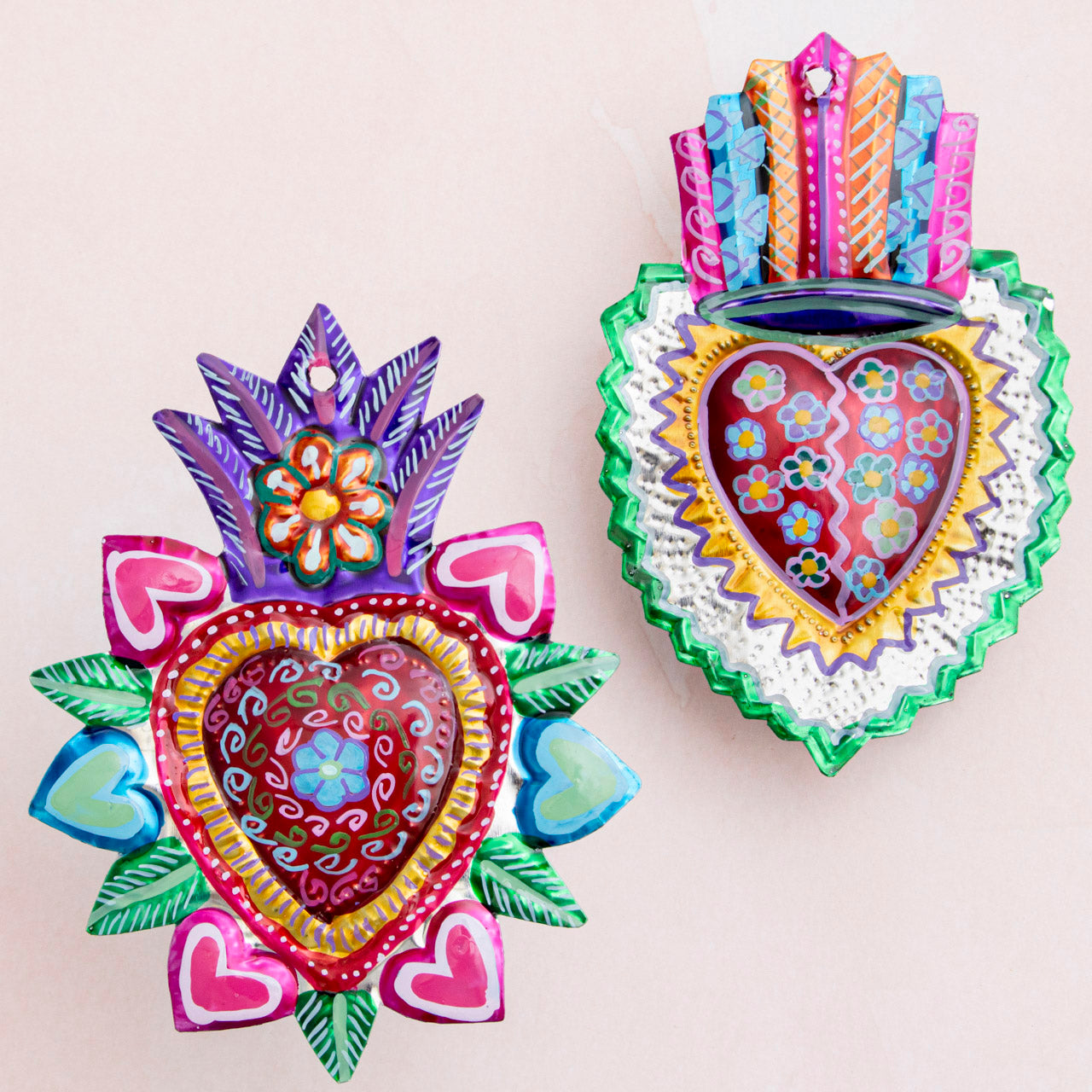 Extra Detailed Medium Mexican Milagro Tin Hearts