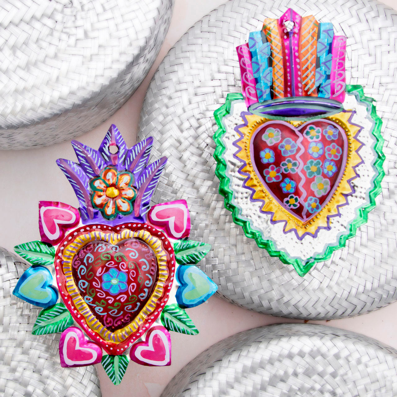 Extra Detailed Medium Mexican Milagro Tin Hearts