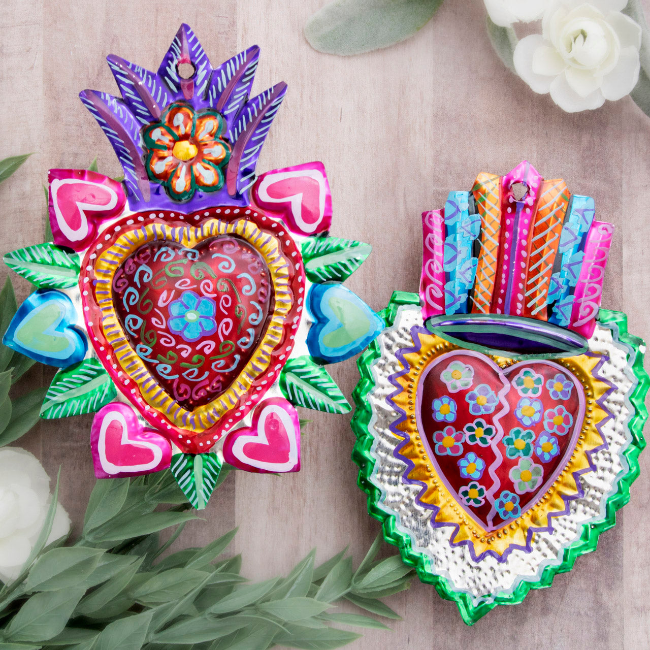 Extra Detailed Medium Mexican Milagro Tin Hearts