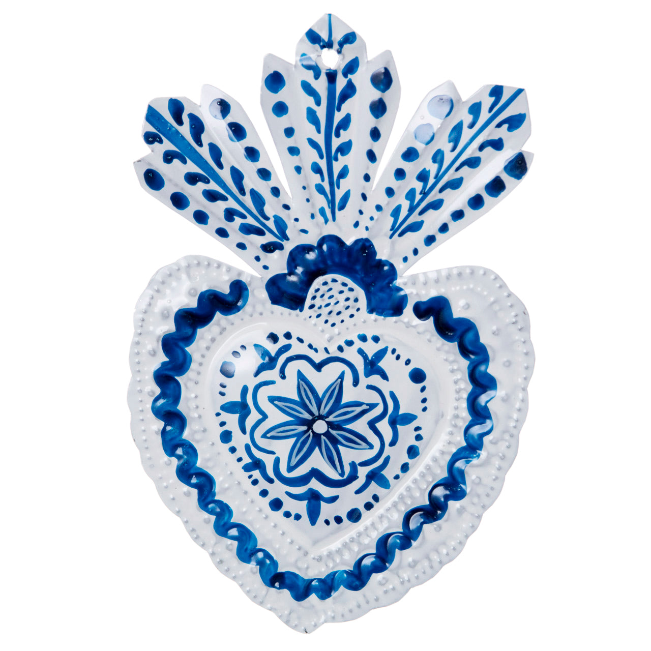 "Talavera" Mexican Milagro Tin Heart
