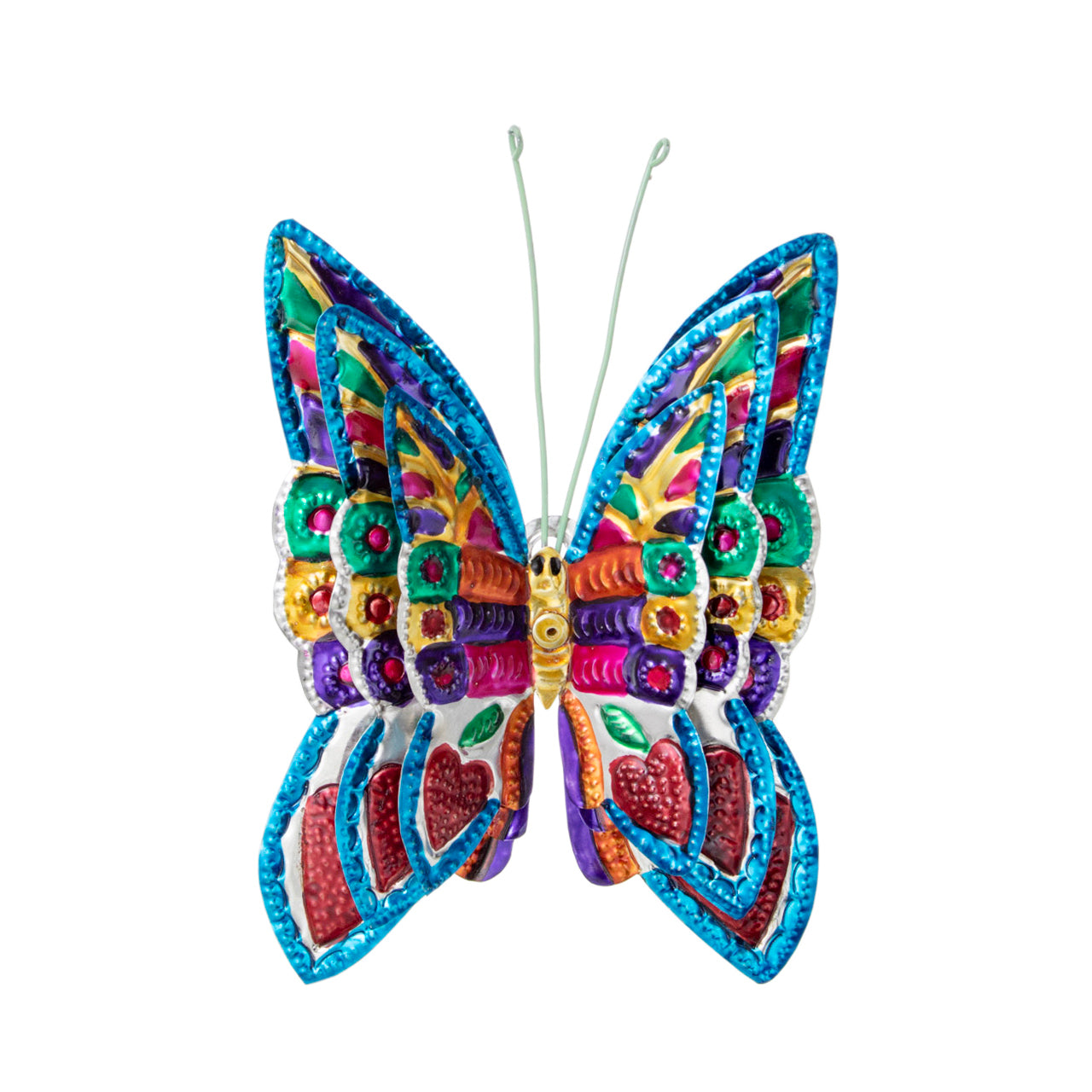 Hand-Painted Butterflies Set of 3 Milagro Tin Art