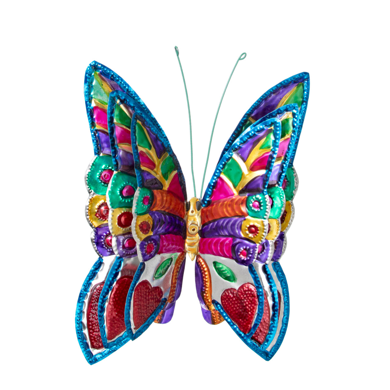 Hand-Painted Butterflies Set of 3 Milagro Tin Art