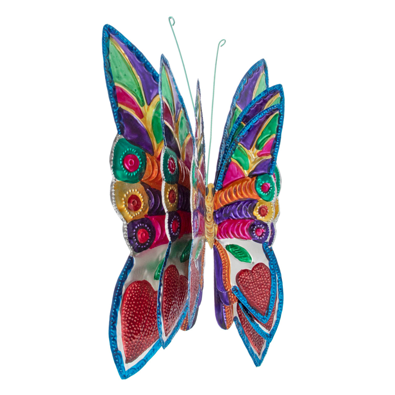 Hand-Painted Butterflies Set of 3 Milagro Tin Art