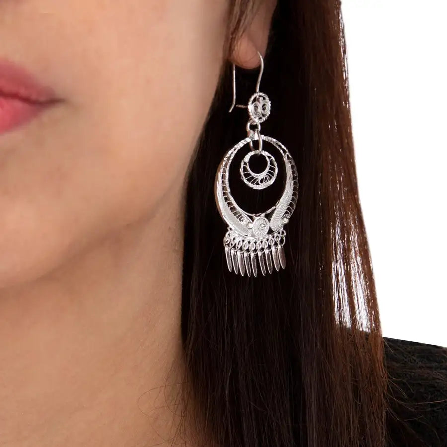 Sterling Silver Folkloric Filigree Earrings