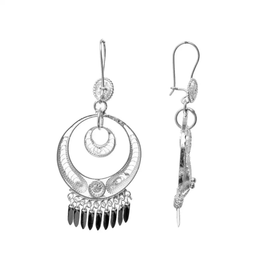 Sterling Silver Folkloric Filigree Earrings - 2