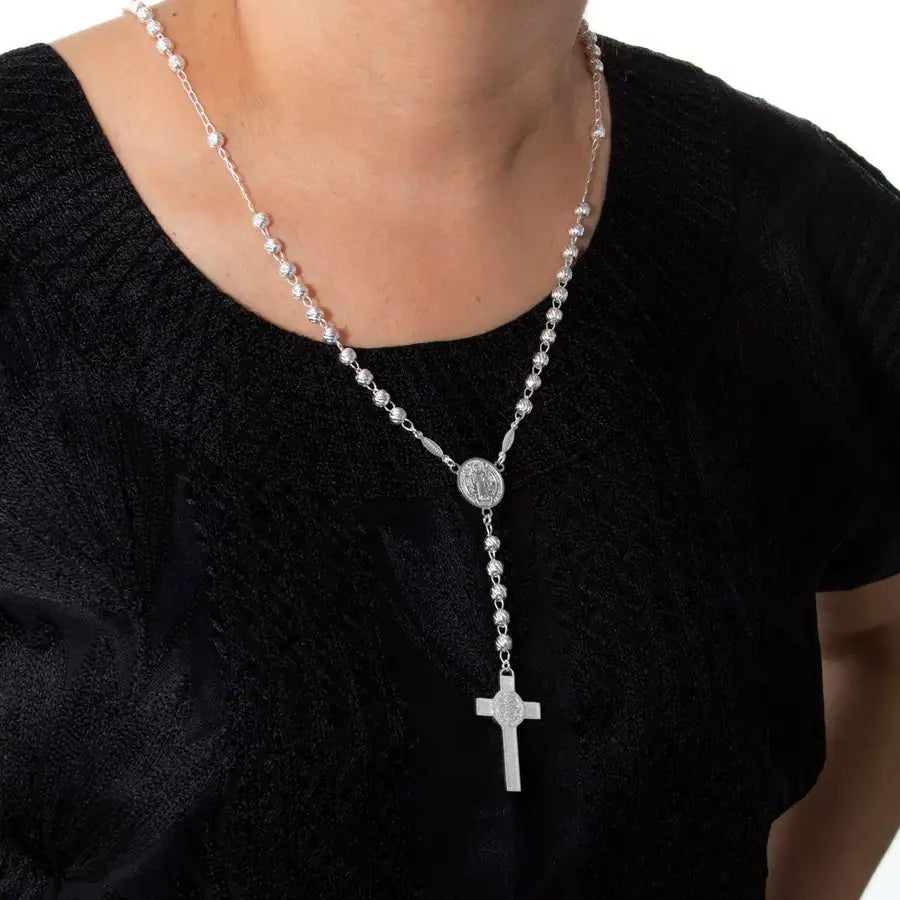 Sterling Silver Rosary Necklace - 1
