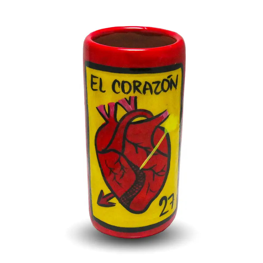 Lotería Hand-painted Clay Shot Glass