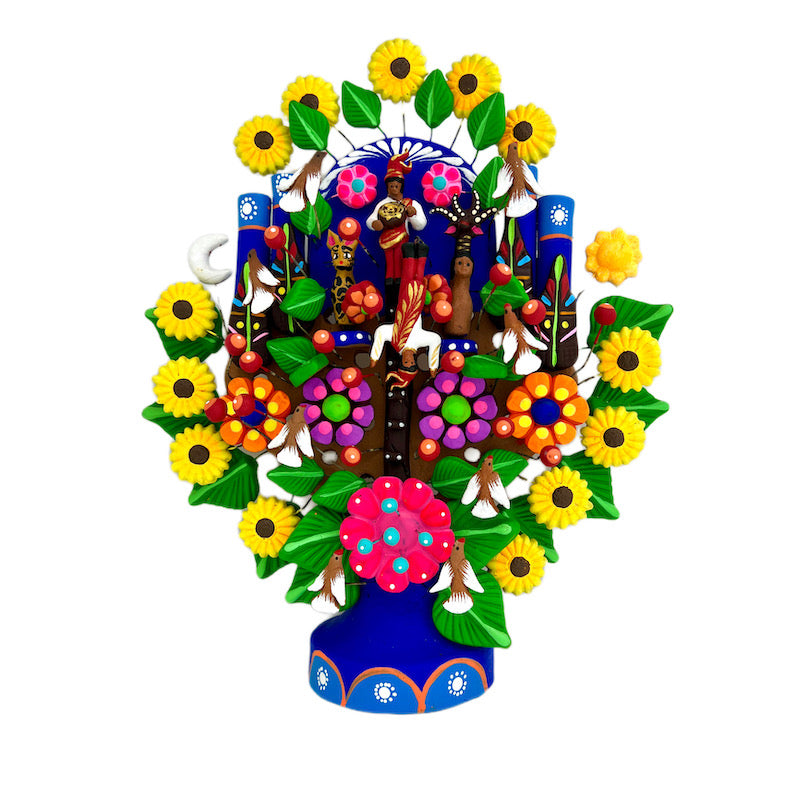 Mexican Tree of Life 1' Clay Sculpture