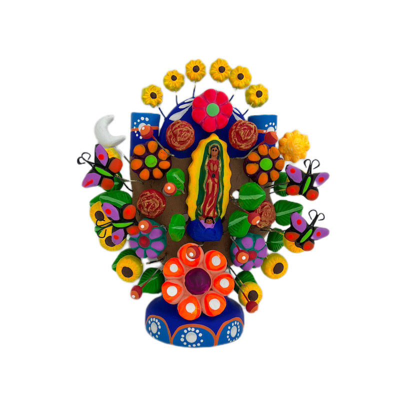 Virgen de Guadalupe Small Tree of Life Clay Sculpture