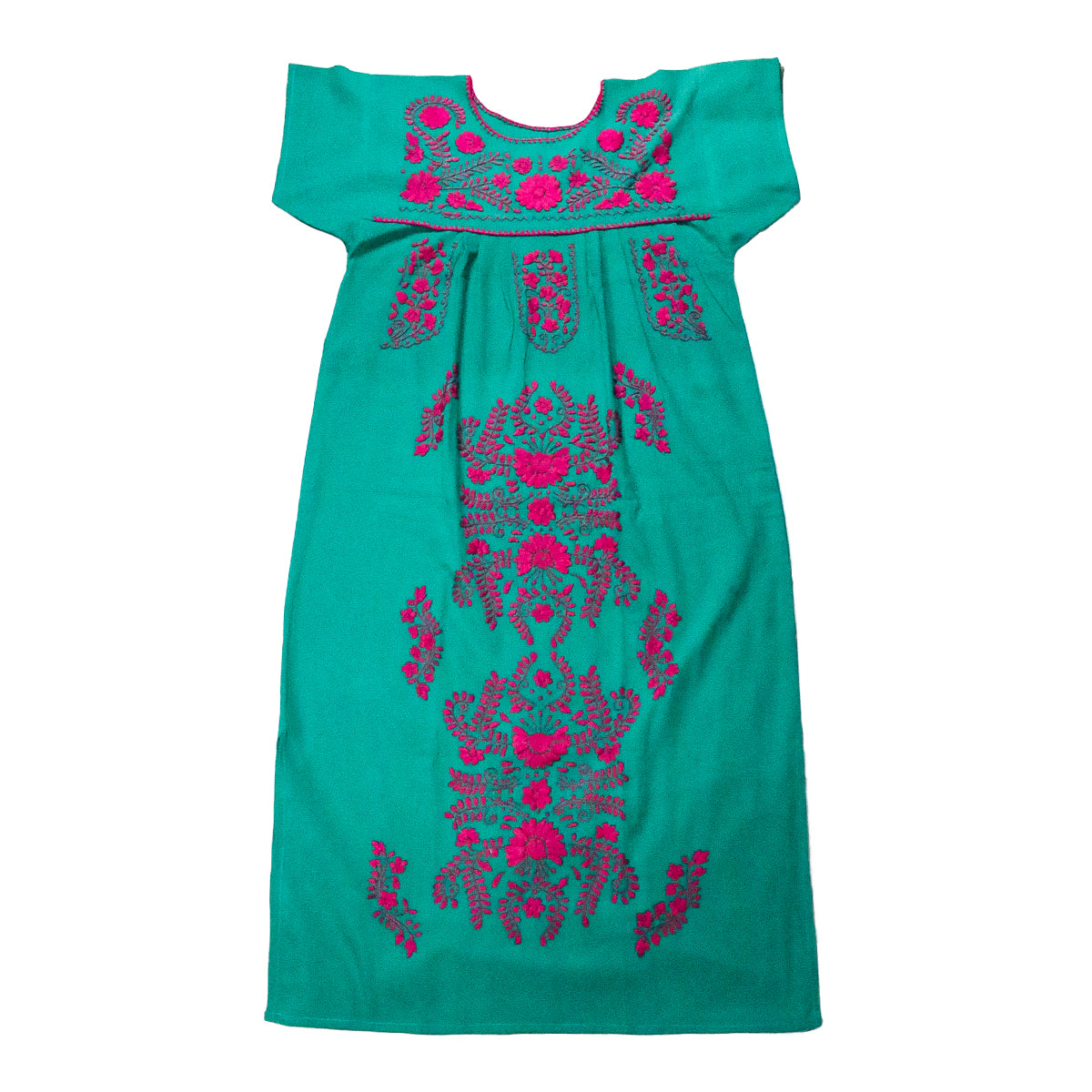 Chilac Floral Embroidered Mexican Long Dress