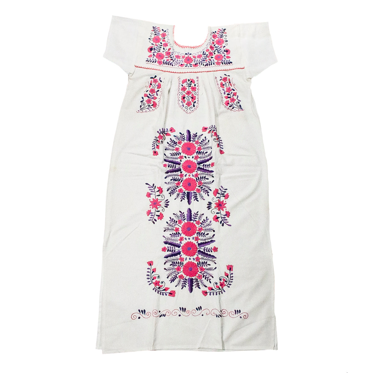 Chilac Floral Embroidered Mexican Long Dress