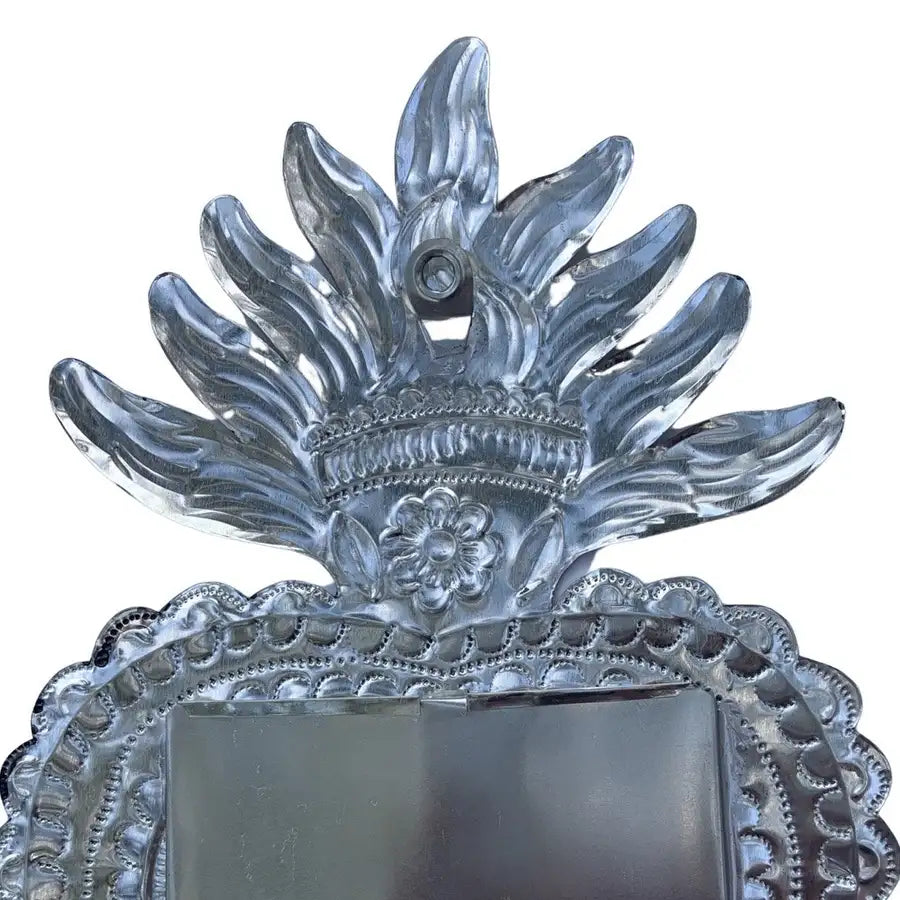 XL Mexican Milagro Tin Heart with Mirror