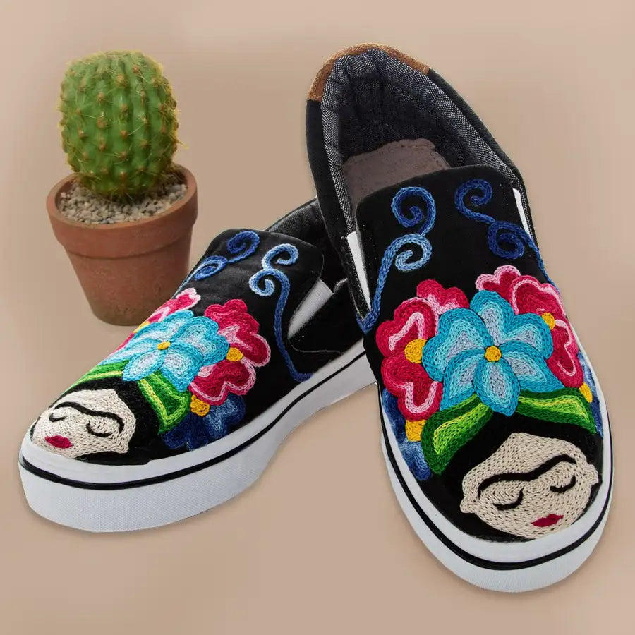 Frida Kahlo, custom hand authentic painted sneakers.