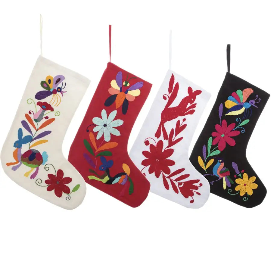 Christmas Otomí Embroidered Stocking