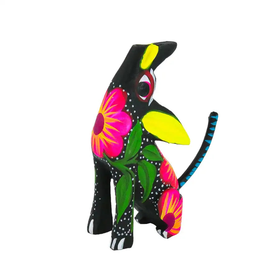 Hand Painted Howling Coyote Wooden Figurine - 11