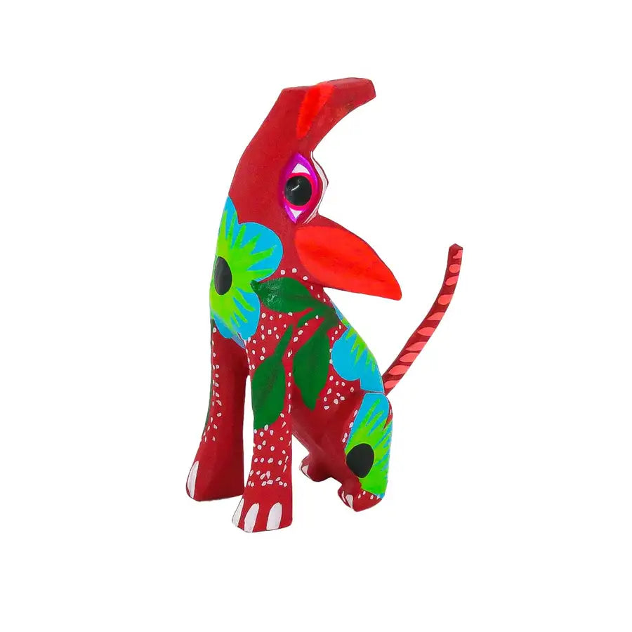 Hand Painted Howling Coyote Wooden Figurine - 17