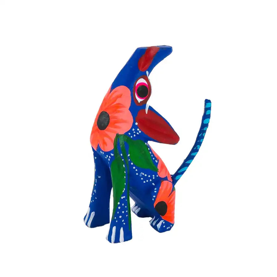 Hand Painted Howling Coyote Wooden Figurine - 12